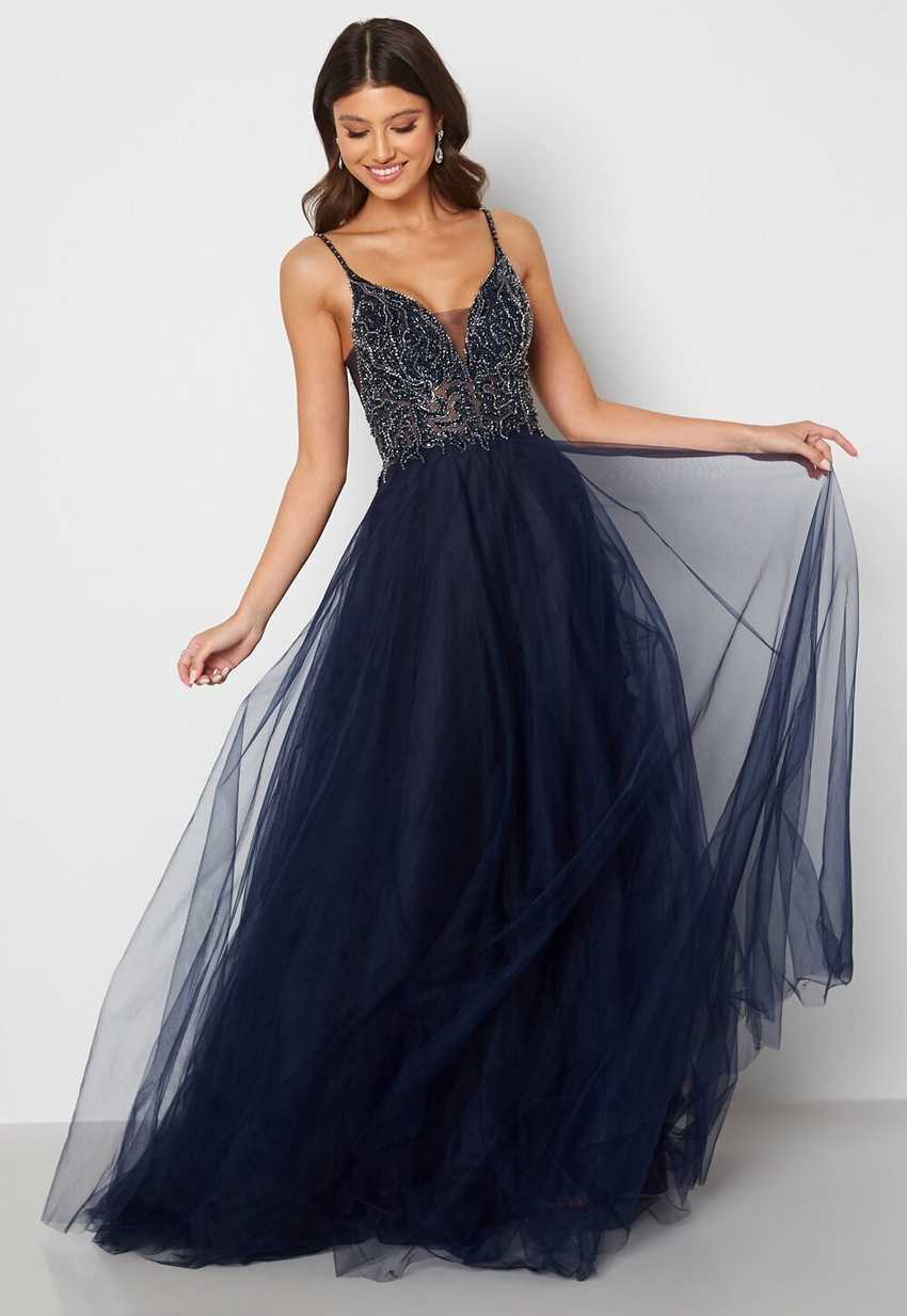 christian koehlert tulle evening dress twilight blue