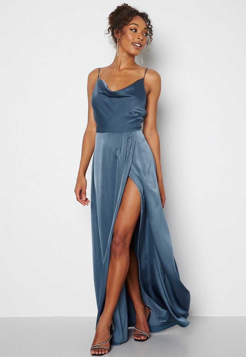 bubbleroom occasion marion waterfall gown blue